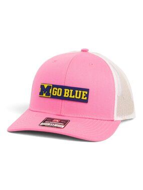 Michigan Wolverines GO BLUE 3D Snapback Trucker Hat- Pink/ White